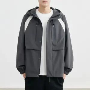 픽호샵 검정 남친 키작남 야상사파리 야상 바람막이 후드자켓 봄가을 세미 오버핏 배색 트렌치코트 꾹3