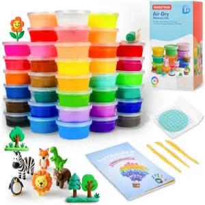 가가토드 36색 초경량 공기 건조 점토 키트 프레스 보드 모델링 플라스틱 도구 3-12세 소년 및 소녀를 위한