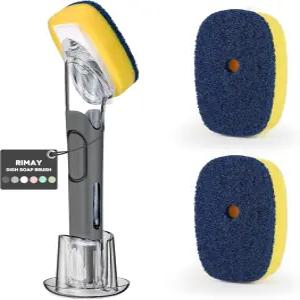 비누 디스펜서 보관 세트와 2개의 PCS 스펀지 리필 및 홀더 식기 브러시 손잡이가 있는 식기용 냄비