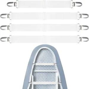 로고후 4PCS 다림질 보드 커버 클립 및 고정 장치 조절 가능한 침대 시트 스트랩 매트리스 소파 테이블용