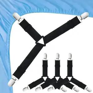 모쉐이옹 4피스 침대 시트 스트랩 조절 가능한 패스너 침구용 클립 포함 소파 및 식탁보