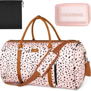 여행용 컨버터블 의류 더플백 - 가방에 세면도구 가방 여성용 대형 위켄더 2 in 1 걸이 더플백(핑크