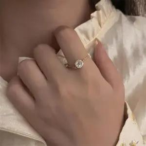 [디작소]여성 큐빅 물방울 조절 체인 태슬 링 반지 (38642886)
