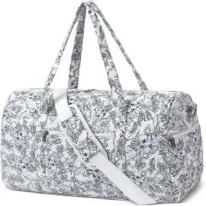 여성용 짐백 귀여운 더플백 여행용 퀼트 플로럴 지퍼 포켓 댄스백 정리함이 있는 주말 가방