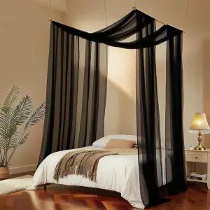 코지 직조 캐노피 침대 커튼 장식 툴레 밸런스 62 * 236인치 풀 퀸 킹 사이즈 네 개의 포스트 베드