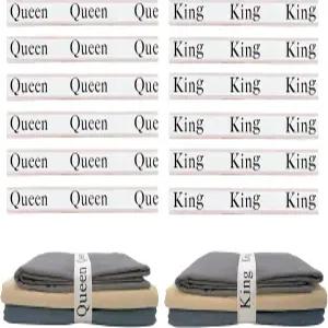 Maletnd 12피스 침대 시트 정리 밴드 옷장 스트랩 린넨 라벨 침구 탄력 보관 키퍼 ( 6PcsQueen 6PcsKing )