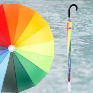 눈에 띄는 무지개색 장우산 고급 빗물받이 우산 스탠딩우산