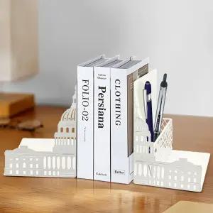 캐피톨 책꽂이 장식용 펜 홀더가 있는 1.5mm 두꺼운 사무실 선물용 헤비 듀티 금속 책 스토퍼 책상 정리함