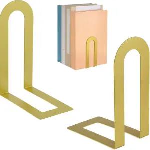 Chunful 2Pcs 모던 메탈 책꽂이 장식용 작은 책꽂이용 정리 미니멀리스트 디자인 스토퍼로 홈 오피스용