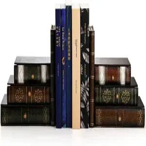 Fasmov 나무 책받침과 데스크탑 정리 서랍 유닛 선반용 장식용 책받침 사무용 책걸이 스탠드 1쌍