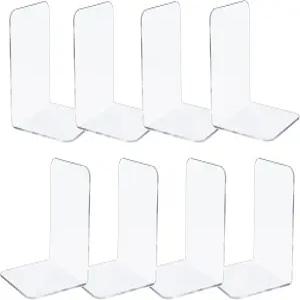 8Pcs 북엔드 클리어 선반용 아크릴 홈 오피스용 헤비 듀티 플라스틱