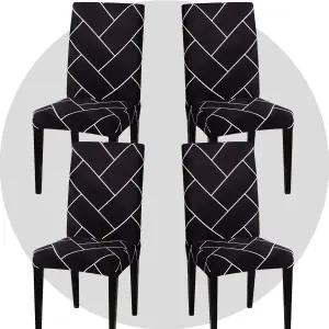 DLMWELL 스트레치 체어 커버 슬립커버 4종 세트 주방 호텔 레스토랑용 세탁 가능