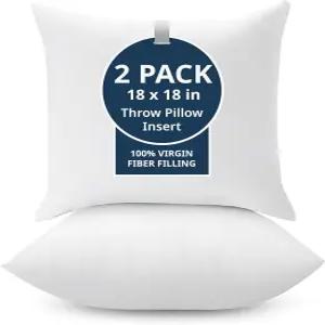 레인 린넨 18 x 던지기 베개 삽입물 - 장식용 커버 침대용 거실용 소파 2개 팩