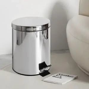공간활용 원룸 화장실 틈새 스텐 원형 페달 휴지통 3L_24749394