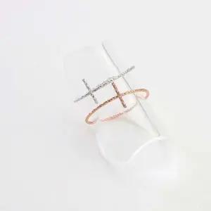 (실버) 슬림 크로스 컷팅 반지 주얼리 악세사리 기념일