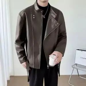 캐주얼 가을 남사친 차이나 재킷 가죽 슬림핏 점퍼 OP3