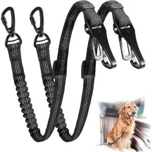 자동차용 개 안전벨트 2팩 3-in-1 하네스 번지 버클 후크 래치가 있는 스테더 360° 잠금 버클이 조절