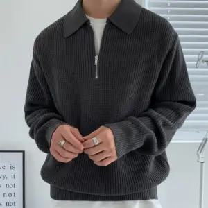 남자 데일리 캐주얼 루즈핏 반집업 니트