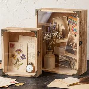 Fiwochic 2pcs 섀도우 박스 디스플레이 케이스 깊이 4.7/4 인 프레임에 코크 보드가 꽃다발 결혼식 사진 및