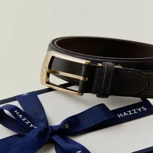 헤지스 액세서리 남성 25SS 브라운 로고장식 소가죽 벨트 WUBE5E701W3