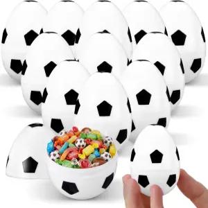 비오라화이트 50개 축구 부활절 달걀 장식 채워지지 않은 바구니 스터퍼 2.4인치 플라스틱 빈 대량 사냥