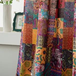 보헤미안 에스닉 프린트 린넨 인테리어 감성 스타일 거실 및 북유럽 코튼 커튼