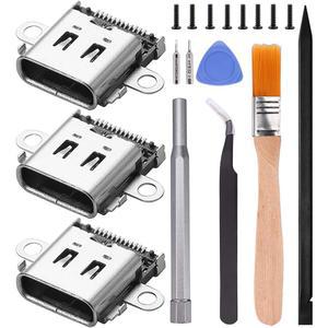 닌텐도 스위치용 Ikpek 3팩 USB C 포트 교체, NS 콘솔용 Type 충전 소켓 도크 커넥터 도구 포함