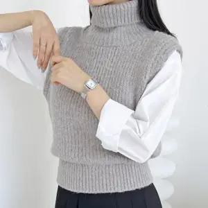 조끼 니트 터틀넥 베스트 여성 목폴라 폴라 하이넥