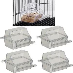 투명한 새장 새 모이통 및 급수 컵 4개 맥케이지 로트
