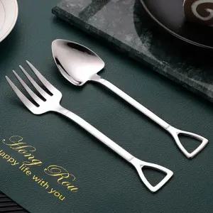 J2K 고급 스텐재질 삽모양 디저트 스텐 스푼 포크 케이크 홈카페