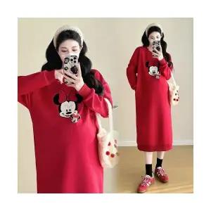 여성 치마 롱 빅사이즈 임부 트렌디 말기 무릎까지 임산부 아이템 캐릭터 도톰하게 맨투맨기모 HT4