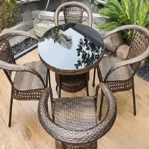 라탄테이블 실외 베란다 라탄 테라스 의자세트 4인 4개