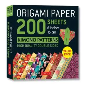 종이접기 종이 200장 기모노 패턴 6인치(15cm) 터틀 양면 12개 (6개 프로젝트 지침 포함)