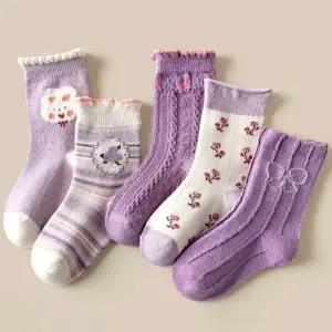 준캡 아동양말 바이올렛래빗 중목 5족세트 면양말 유아동양말세트 어린이 유아 어린이집 유치원
