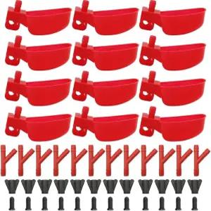 메추라기 물그릇 컵 12팩 비둘기 물주기 자동 새 가금류 시스템(빨간색)