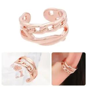 [다잇템]여자 두꺼운 14k 링 사슬 더블 이어커프_P339527155