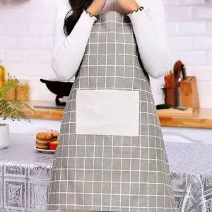 캔버스 패브릭 체크 앞치마
