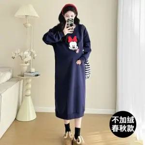 스커트 여사친 롱 말기 빅사이즈 트렌디 캐릭터 임부 아이템 임산부 도톰하게 맨투맨기모 무릎까지 HT4