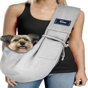 큐비 개와 고양이 슬링 캐리어 - 핸즈프리 리버서블 펫 파푸즈 백 부드러운 파우치와 토트 디자인 강아지