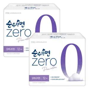 [롯데백화점]깨끗한나라 깨끗한나라 순수한면 제로zero 오버나이트 12개입x2팩