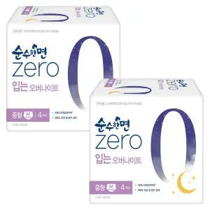 [롯데백화점]깨끗한나라 깨끗한나라 순수한면 제로zero 입는오버나이트 중형 4개입x2팩