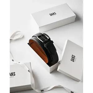 [롯데백화점]닥스 액세서리 [선물포장/쇼핑백동봉] 블랙 단색 소가죽 벨트 DBBE6E384