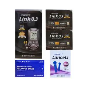 에스디 스탠다드링크0.3 혈당측정기+시험지10매(27년07월)+채혈침110개+알콜솜100매