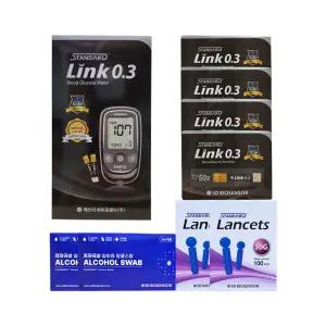 에스디 스탠다드링크0.3 혈당측정기+시험지20매(27년07월)+채혈침210개+알콜솜200매