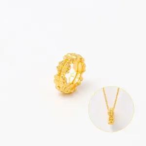 여자 순금 펜던트 원통 메달 [럭키 클로버롤]