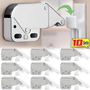 1/10 세트 나사가 터치 래치 캐비닛 찬장 도어 용 자동 스프링 푸시 캐치 바운스 잠금 장치 가구 하드웨어