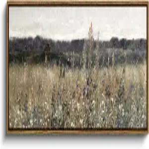 InSimSea 초대형 액자 빈티지 월 아트 거실 시골 농가 장식 플라워 메도우 풍경화 캔버스 프린트 침대 위