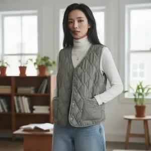 여성니트베스트 여성 조끼 여성아우터 여성가을베스트 누빔 그린 여성베스트