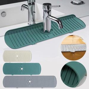 실리콘 수도꼭지 매트 대형 싱크대 물튀김 방지대 카운터탑 보호대 욕실 물결무늬 물받이