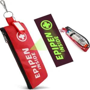 어둠 속에서 빛나는 에피펜 2개용 휴대용 케이스 카라비너 및 필기 가능한 카드가 포함된 홀더 백 스포츠